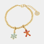 Bracciale in Metallo con fiocchi di neve e omino di pan di zenzero