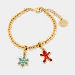 Bracciale in Metallo con fiocchi di neve e omino di pan di zenzero
