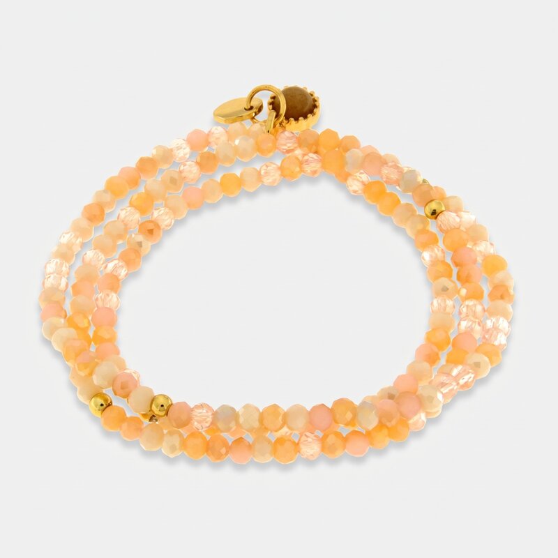 Bracciale in Metallo multifilo con perline arancioni - BYSIMON gioielli