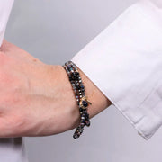 Bracciale in Metallo multifilo di perline scure multicolore