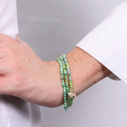 Bracciale in Metallo multifilo con perline verdi