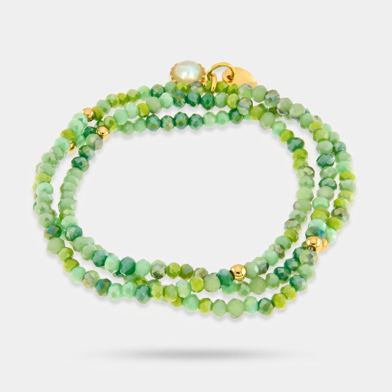 Bracciale in Metallo multifilo con perline verdi - BYSIMON gioielli