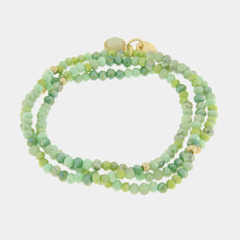 Bracciale in Metallo multifilo con perline verdi