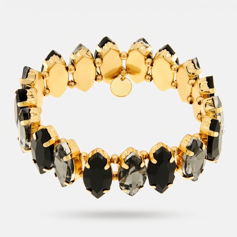 Bracciale in Metallo con cristalli nelle sfumature del nero AMOVENEZIA - gioiello BySimon
