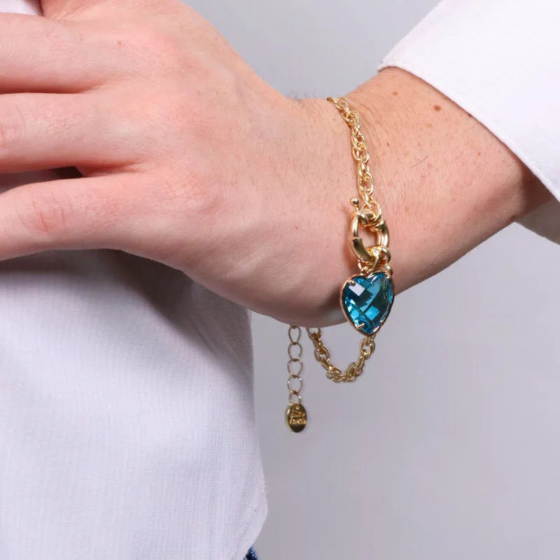 Bracciale in Metallo con cuore azzurro - BYSIMON gioielli