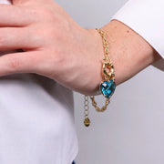 Bracciale in Metallo con cuore azzurro