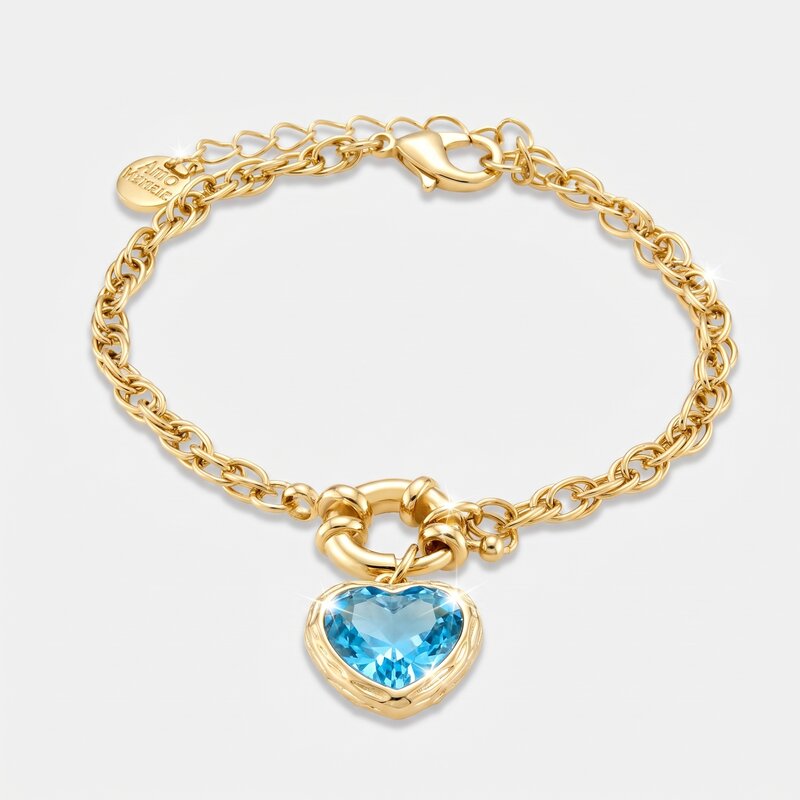 Bracciale in Metallo con cuore azzurro - BYSIMON gioielli