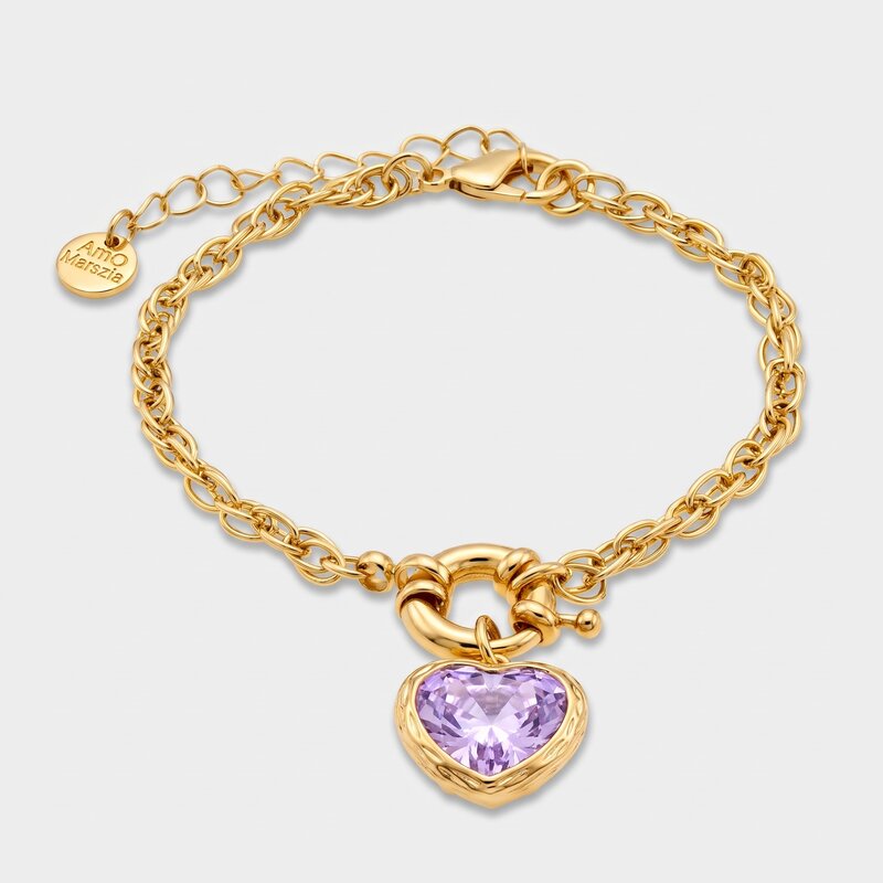 Bracciale in Metallo con cuore lilla - BYSIMON gioielli