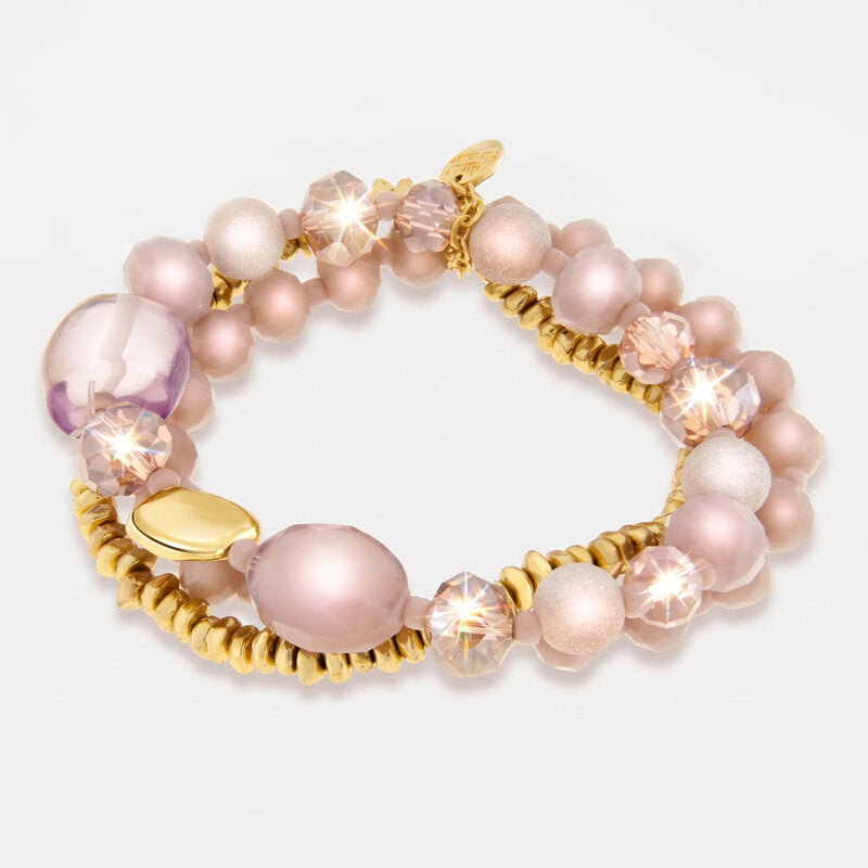 Bracciale in Metallo multifilo con cristalli e pietre lilla - BYSIMON gioielli