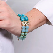 Bracciale in Metallo multifilo con pietre nelle sfumature del verde