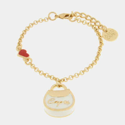 Metal Bracelet with White Bag Capri Writing and Heart