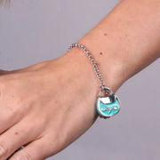 Bracciale in Metallo con borsa verde acqua scritta capri e cuore