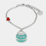 Bracciale in Metallo con borsa verde acqua scritta capri e cuore - BYSIMON gioielli