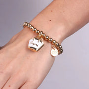 Bracciale in Metallo con borsa bianca scritta capri