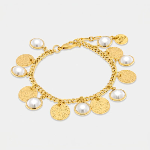Bracciale in Metallo con perle e targhe martellate AMOVENEZIA - gioiello BySimon
