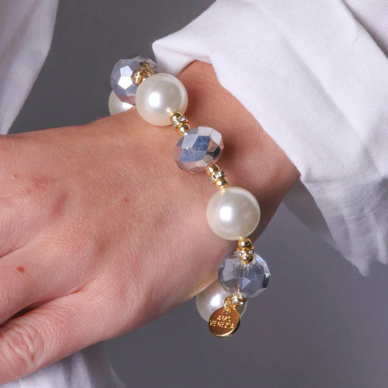 Bracciale in Metallo con perle e cristalli