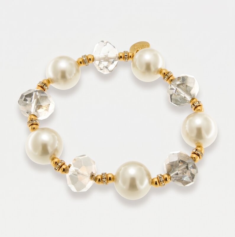Bracciale in Metallo con perle e cristalli - BYSIMON gioielli