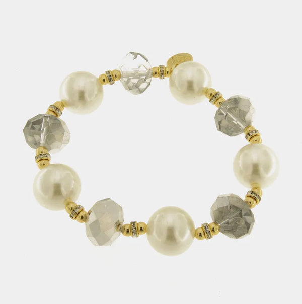 Bracciale in Metallo con perle e cristalli - BYSIMON gioielli
