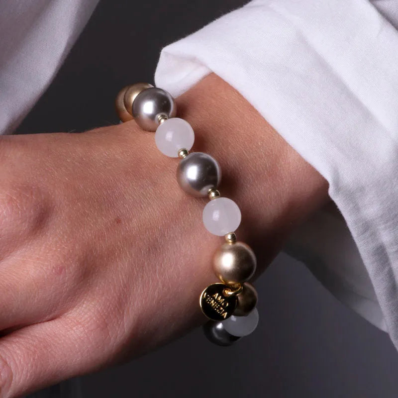 Bracciale in Metallo con perle colorate - BYSIMON gioielli