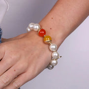 Bracciale in Metallo con perle e pietre colorate