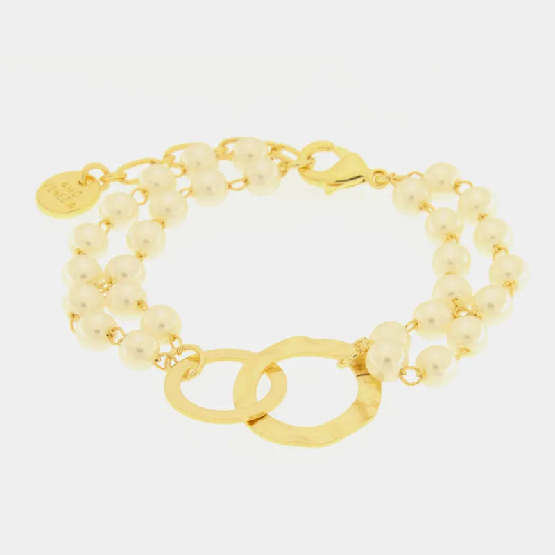 Bracciale in Metallo con pietre e cerchi intrecciati martellati