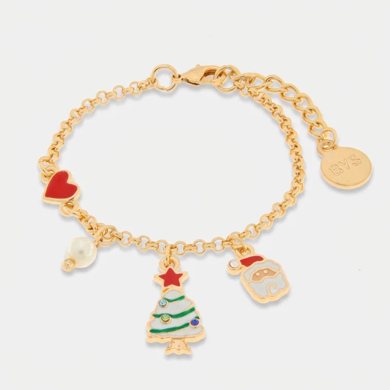 Bracciale in Metallo con babbo natale e albero di natale