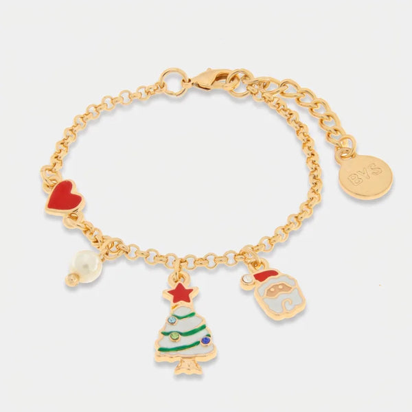 Bracciale in Metallo con babbo natale e albero di natale