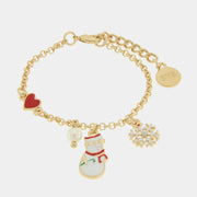 Bracciale in Metallo con pupazzo di neve e fiocchi di neve