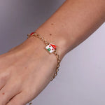 Bracciale in Metallo con casa e cuore rosso - BYSIMON gioielli