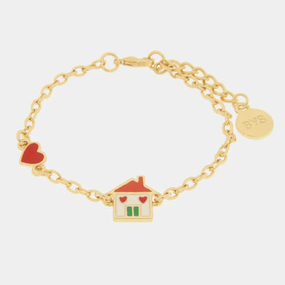 Bracciale in Metallo con casa e cuore rosso - BYSIMON gioielli