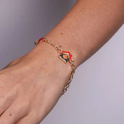 Bracciale in Metallo con casa, bambino e cuore rosso