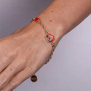 Bracciale in Metallo con casa, bambina e cuore rosso