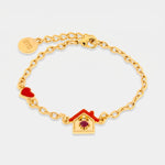 Bracciale in Metallo con casa, bambina e cuore rosso - BYSIMON gioielli