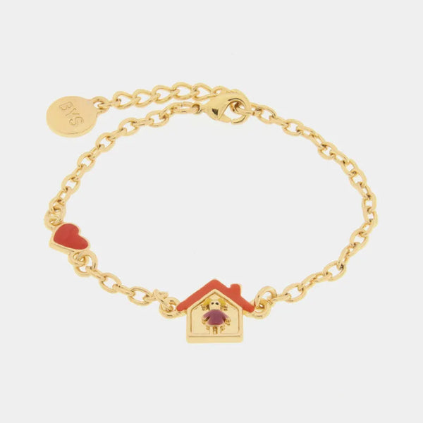 Bracciale in Metallo con casa, bambina e cuore rosso - BYSIMON gioielli