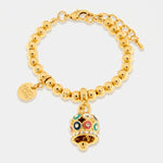 Bracciale in Metallo con campanella a pois multicolor e zirconi - BYSIMON gioielli