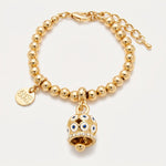 Bracciale in Metallo con campanella a pois bianco e zirconi - BYSIMON gioielli