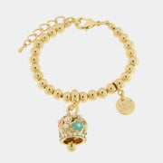 Bracciale in Metallo con campanella con fiori e perle