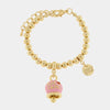 Bracciale in Metallo con campanella rosa e scritta Capri