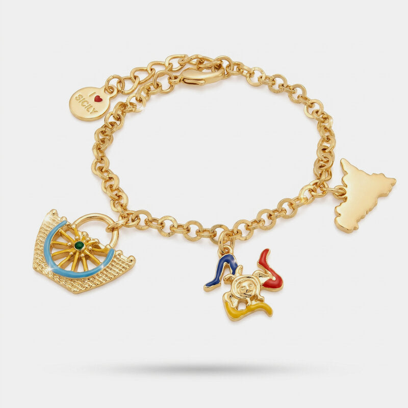 Bracciale in Metallo con CoffaTrinacria e Sicilia - BYSIMON gioielli
