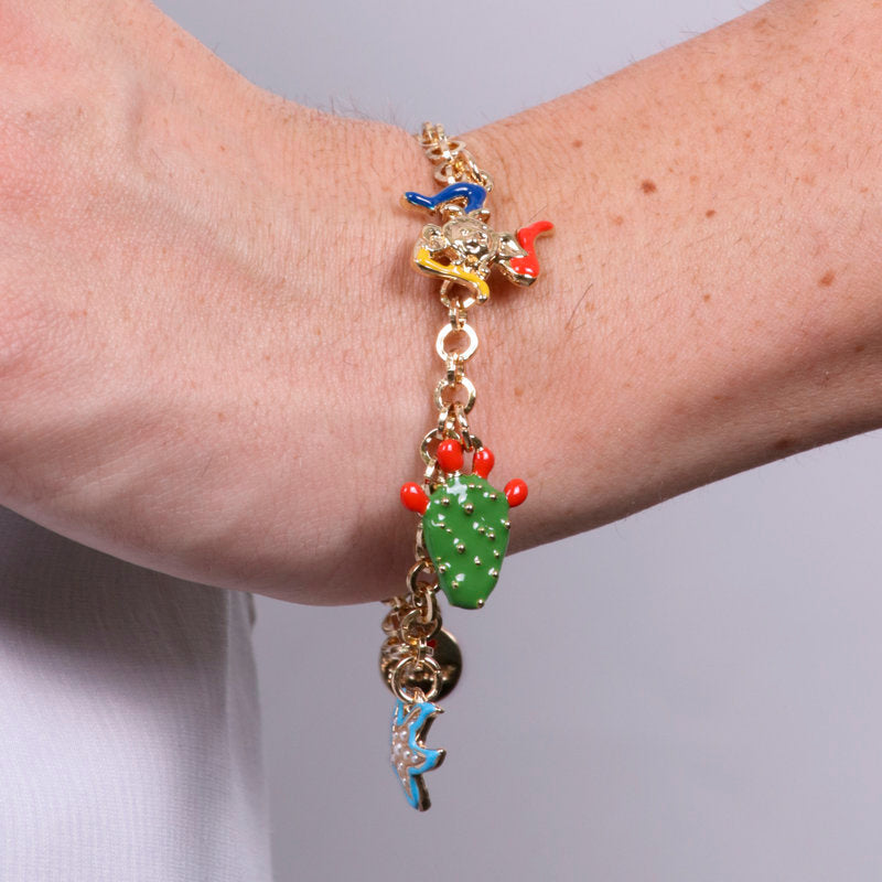 Bracciale in Metallo con stella marina fico d'india e trinacria - BYSIMON gioielli