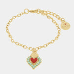 Bracciale in Metallo con cuore rosso e contorno verde - BYSIMON gioielli