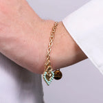 Bracciale in Metallo con cuore con contorno verde - BYSIMON gioielli