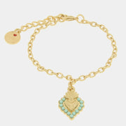 Bracciale in Metallo con cuore con contorno verde