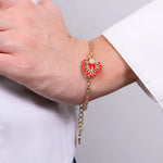 Bracciale in Metallo con cuore rosso - BYSIMON gioielli