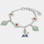 Bracciale in Metallo con San Gennaro cuore verde e cuore sacro - BYSIMON gioielli