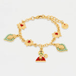 Bracciale in Metallo con San Gennaro cuore verde e cuore sacro placcato oro - BYSIMON gioielli