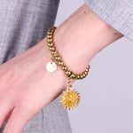 Bracciale in Metallo di perliine con riccio di mare