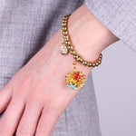 Bracciale in Metallo di perliine con riccio di mare e stelle marine - BYSIMON gioielli