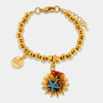 Bracciale in Metallo di perliine con riccio di mare e stelle marine - BYSIMON gioielli
