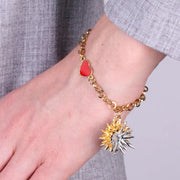 Bracciale in Metallo con riccio di mare placcato oro e argento e cuore